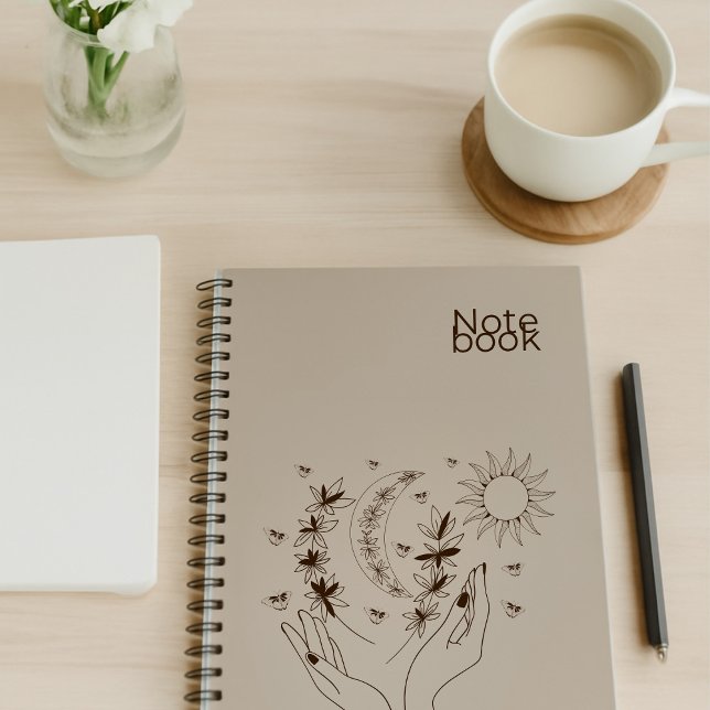 Personalized Boho Moon & Sun Spiral Notebook Notizblock (Von Creator hochgeladen)