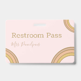 Personalized Boho Rainbow Hall Pass Pink Ausweis