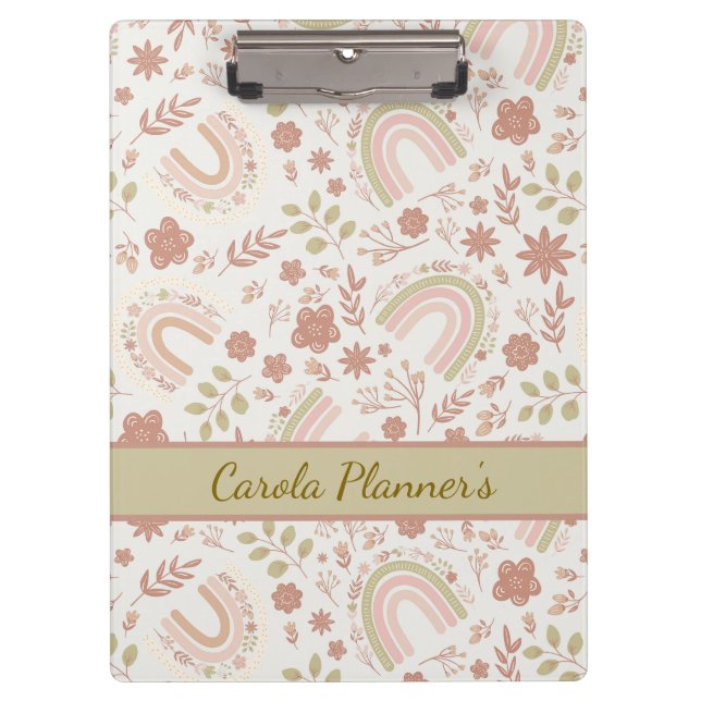 Personalized Boho Rainbow  Klemmbrett (Vorderseite)