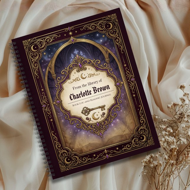 Personalized Book Log Fantasy Reading Journal Notizbuch (Reading journal for book lovers library, fantasy reader themed gift for kids and adults)