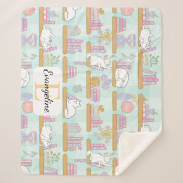 Personalized Bookish Cat Gift Green Pastel Name Sherpadecke