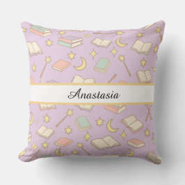 Personalized Bookish Girl Wizard Magic Name Purple Kissen