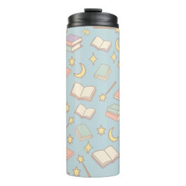 Personalized Bookish Girly Blue Cute Magic Name Thermosbecher