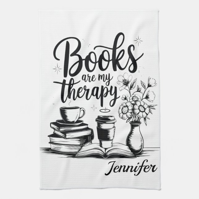 Personalized Books Are My Therapy Bookworms Geschirrtuch (Vertikal)