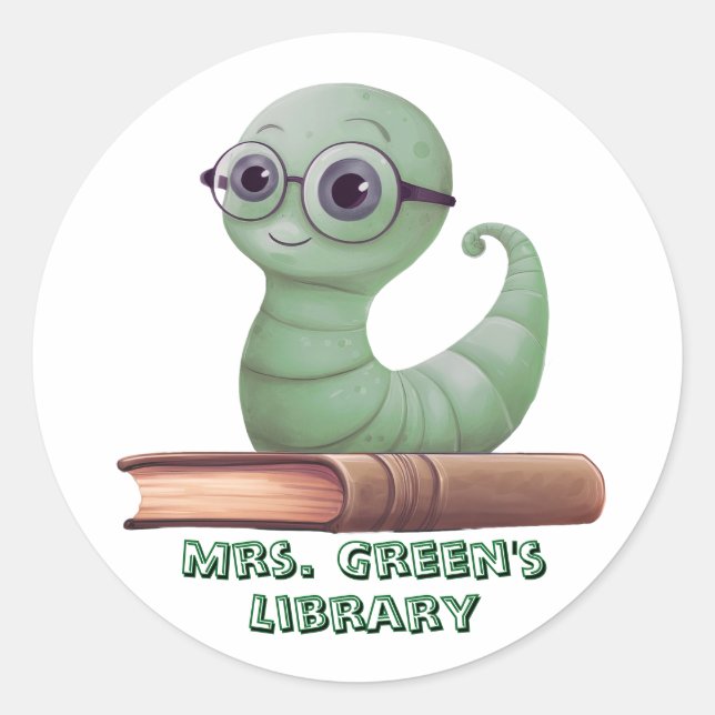 Personalized Bookworm Book Stickers for Classroom  (Vorderseite)