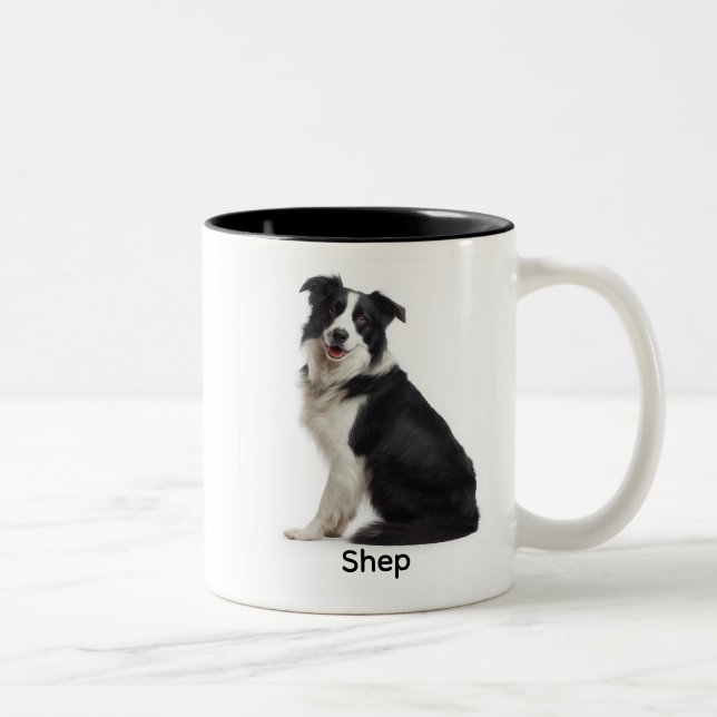 Personalized Border Collie “I Own You” Zweifarbige Tasse (Rechts)