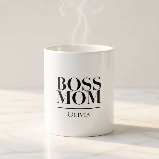 Personalized Boss Mom Mug – Custom Strong Mom Gift Kaffeetasse (Von Creator hochgeladen)