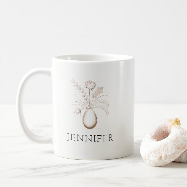 Personalized Botanical Easter Mug Elegant Gift Kaffeetasse (Mit Donut)