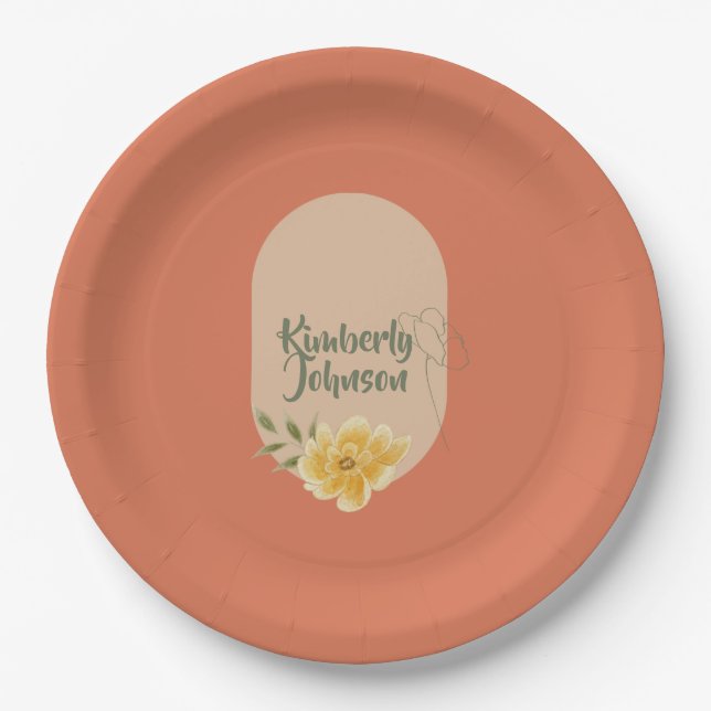 Personalized Botanical Party Plate Pappteller (Vorderseite)