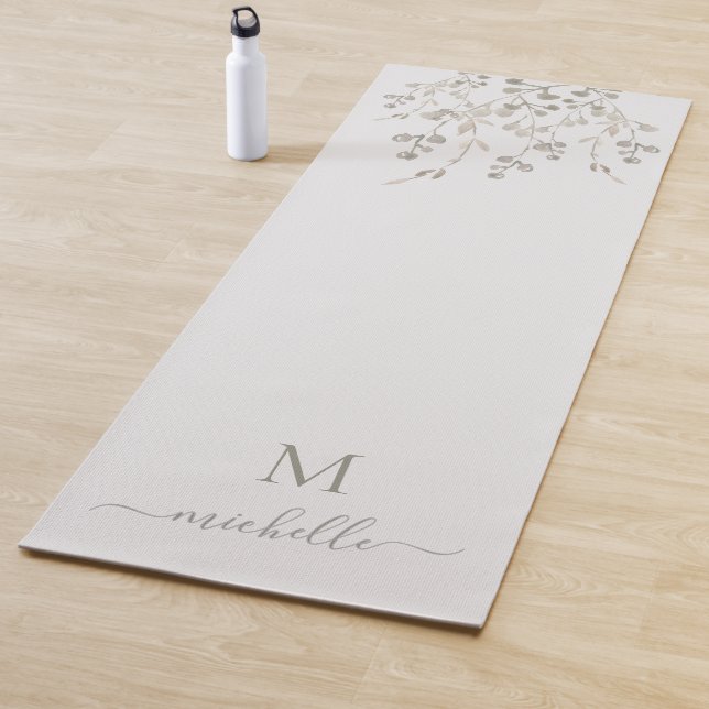Personalized Botanical Watercolor Monogram Gray Yogamatte (Beispiel)