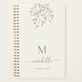 Personalized Botanical Watercolor Monogram Ivory Planer