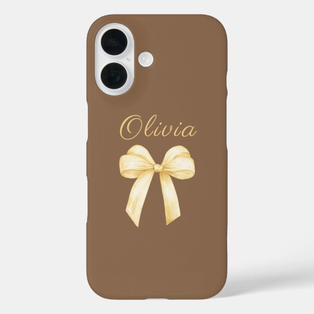 Personalized Bow Brown Aesthetic Coquette Case-Mate iPhone Hülle (Rückseite)
