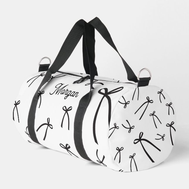 Personalized Bow Pattern Chic Black & white Duffle Bag (Linke Seite)