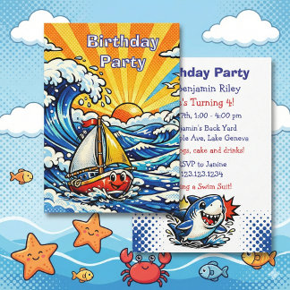 Personalized Boy's Nautical Birthday Party Einladung