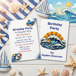 Personalized Boy's Shark and Whale Birthday Party Einladung
