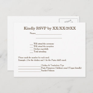 Personalized Bride & Groom RSVP and Menu Postcard Einladungspostkarte