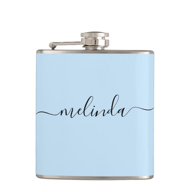 Personalized Bridesmaid Gift Pastel Blue Wedding Flachmann (Vorderseite)