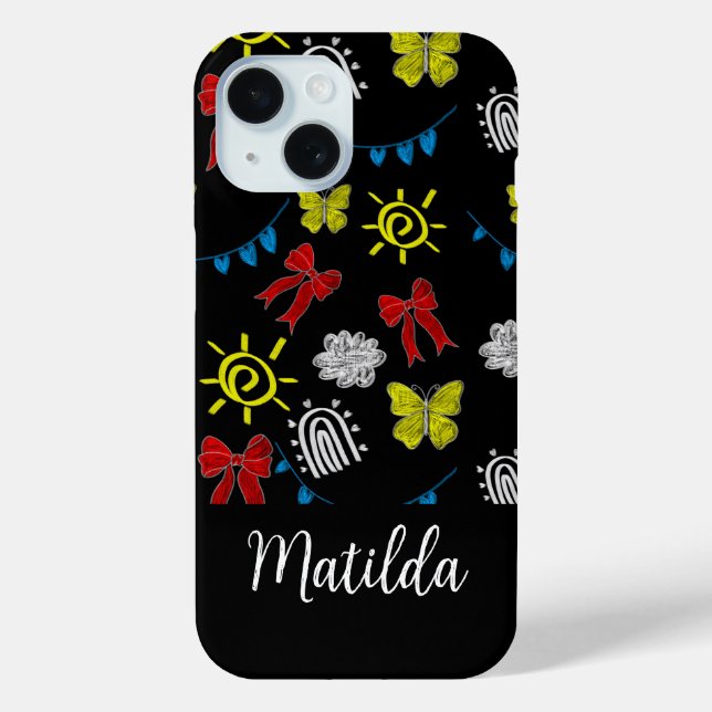 Personalized Bright Butterfly & Sunshine Pattern Case-Mate iPhone Hülle (Rückseite)