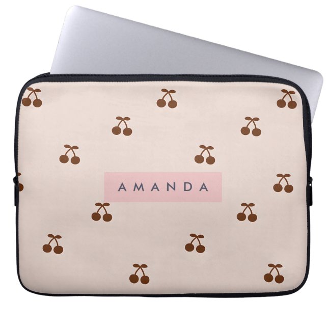 Personalized Brown Cherry Pattern  Laptopschutzhülle (Vorderseite)