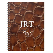 Personalized Brown Crocodile Leather Monogram