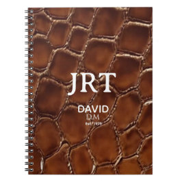 Personalized Brown Crocodile Leather Monogram Notizblock