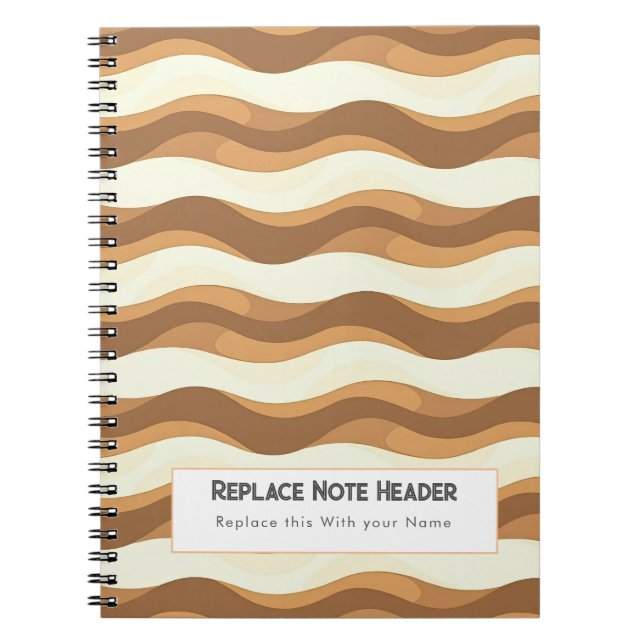 Personalized Brown Wave Patterned  Notizblock (Vorderseite)