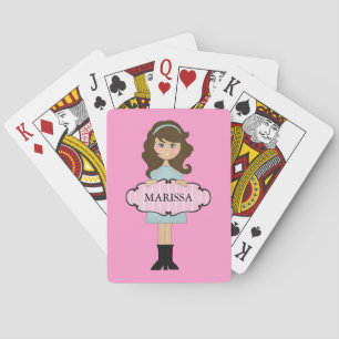 Personalized Brunette Girly Playing Cards Spielkarten
