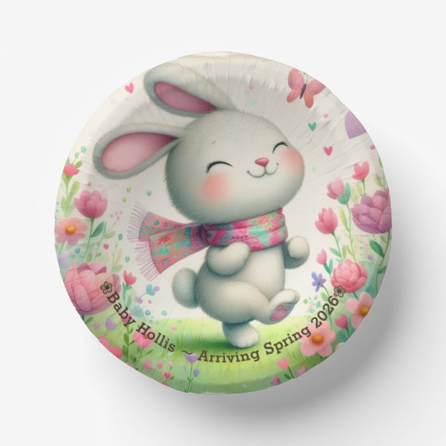 Personalized Bunny Paper Party Bowls Pappteller (Vorderseite)