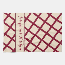 Personalized Burgundy Cream Lattice Elegant Chic Geschirrtuch