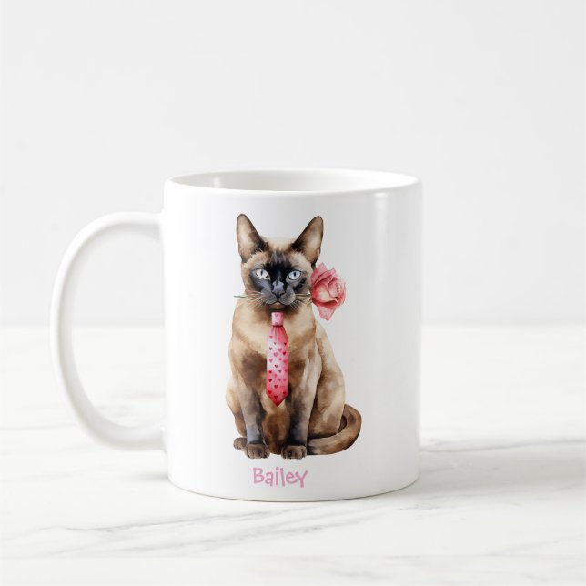 Personalized Burmese Cat Valentine's Day Kaffeetasse (Links)