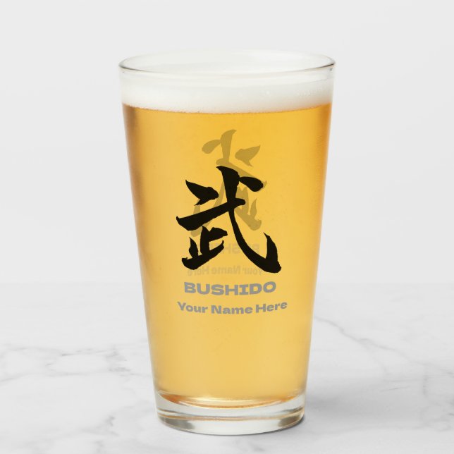 Personalized BUSHIDO 武 Kanji Beer Mug Glas (Rückseite (gefüllt))