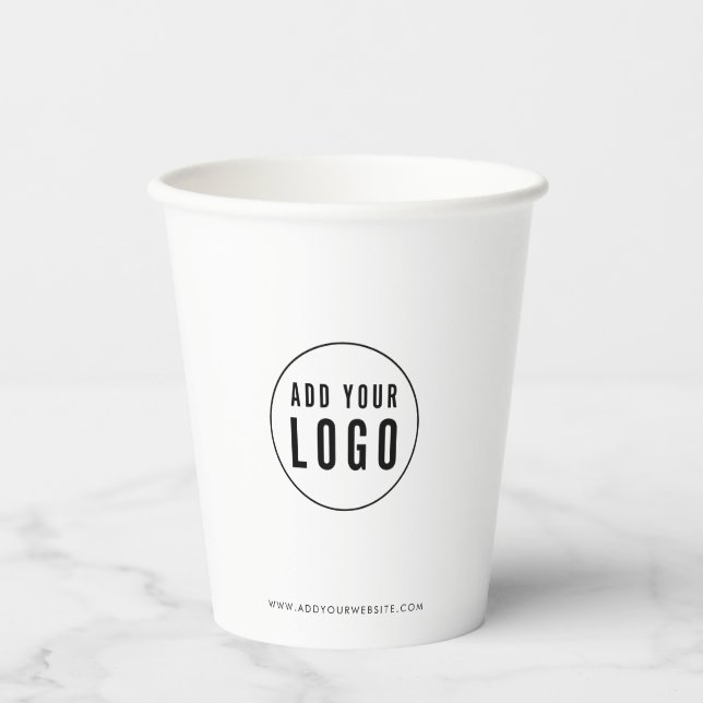 Personalized Business Add Logo Modern Minimalist Pappbecher (Vorderseite)