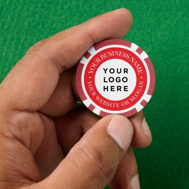 Personalized Business Logo and Text Elegant Red Pokerchips (Hand)