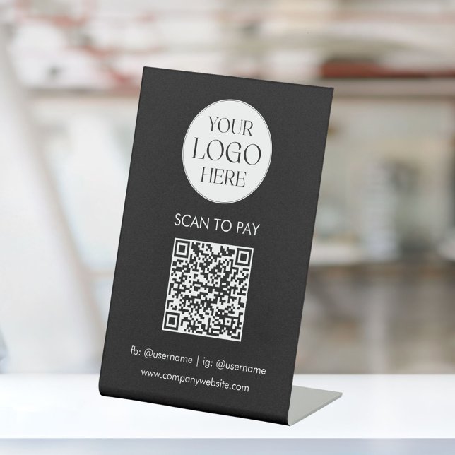 Personalized Business Logo QR Code Simple Modern Sockelschild (In situ)