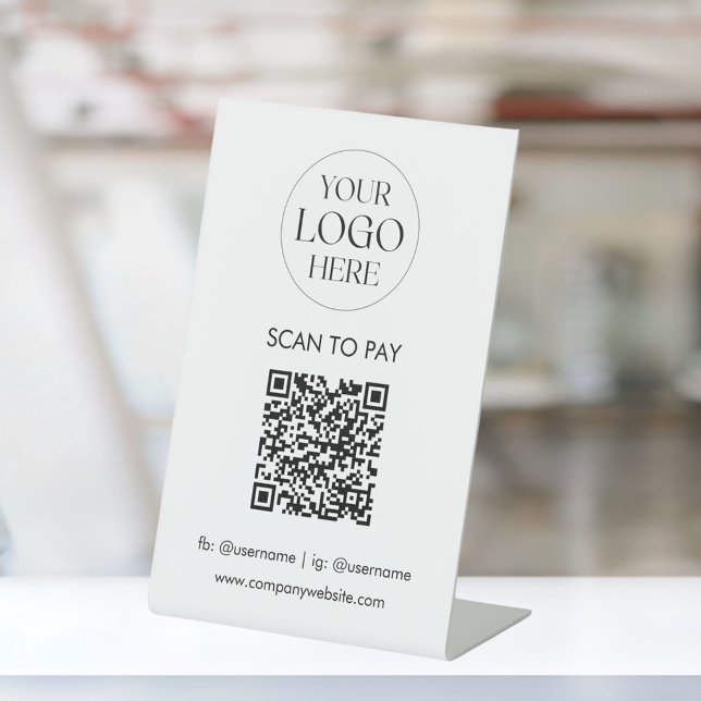 Personalized Business Logo QR Code Simple Modern Sockelschild (In situ)