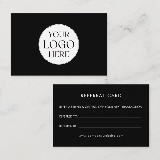 Personalized Business Logo Simple Referral Card Visitenkarte (Vorne/Hinten)