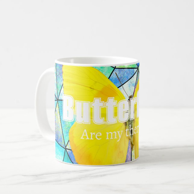 Personalized Butterflies are my theraphy Summer Kaffeetasse (Vorderseite Links)