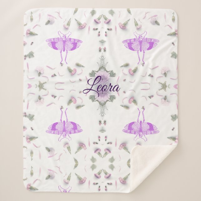 Personalized Butterfly Name Blanket Sherpadecke (Vorderseite)