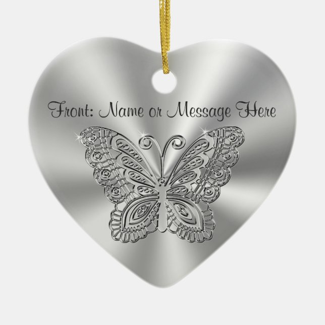 Personalized Butterfly Ornament, 2 Sided Your Text Keramik Ornament (Vorne)