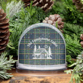 Personalized Cabin Snow Globe with Green Tartan Schneekugeln