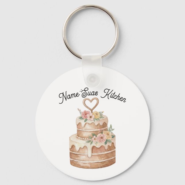 personalized Cake Keychain  Custom Name Baker Gift Schlüsselanhänger (Vorderseite)