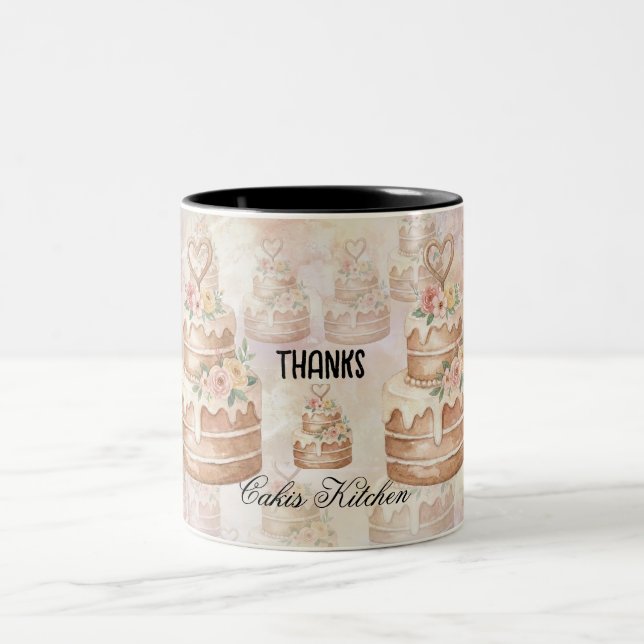 personalized Cake Mug - Custom Name Baker Gift Zweifarbige Tasse (Mittel)