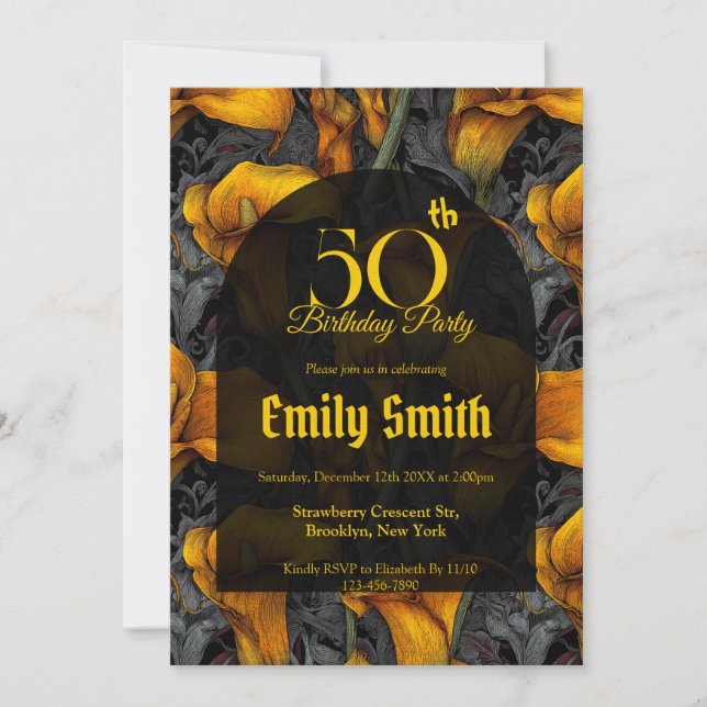 Personalized Call Lilies Flower 15Th Birthday  Einladung (Vorderseite)