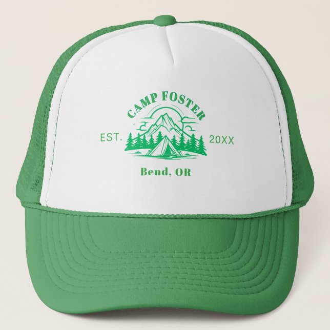 Personalized Camp Trip Hat Custom Summer Family  Truckerkappe (Vorderseite)