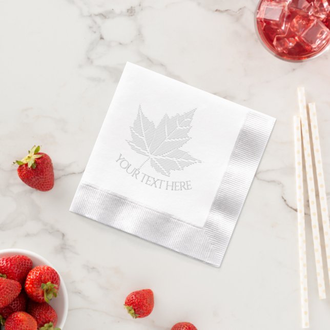Personalized Canada Napkins Embossed Maple Leaf Servietten Mit Folie (Insitu (Erdbeere))