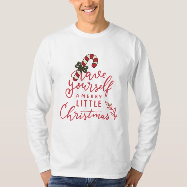 Personalized Candy Cane Script Christmas  T-Shirt (Vorderseite)