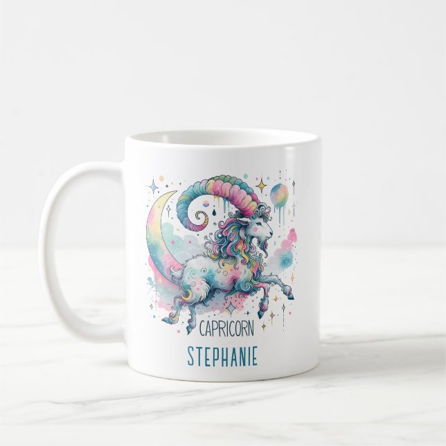 Personalized Capricorn Zodiac Goat Astrology Kaffeetasse (Links)