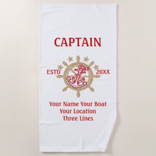 Personalized Captain First Mate Skipper Crew Strandtuch
