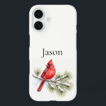 Personalized Cardinal on Pine Bird Lover Gift  iPhone 16 Hülle<br><div class="desc">From silly jokes to serious romantic statements, MiKa Art Zazzle shop has something for everyone. Canadiana, Japanese gifts, jewelry, cases for electronic devices, fun buttons, mug cups, ornaments, cards and posters….. Please take some time and look around. You may even find something you didn't know you wanted! I’m curious about...</div>