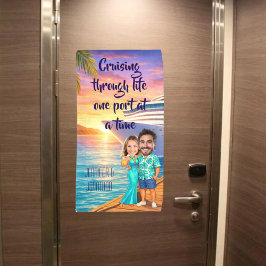 Personalized Caricature Couple Cruise Door Banner